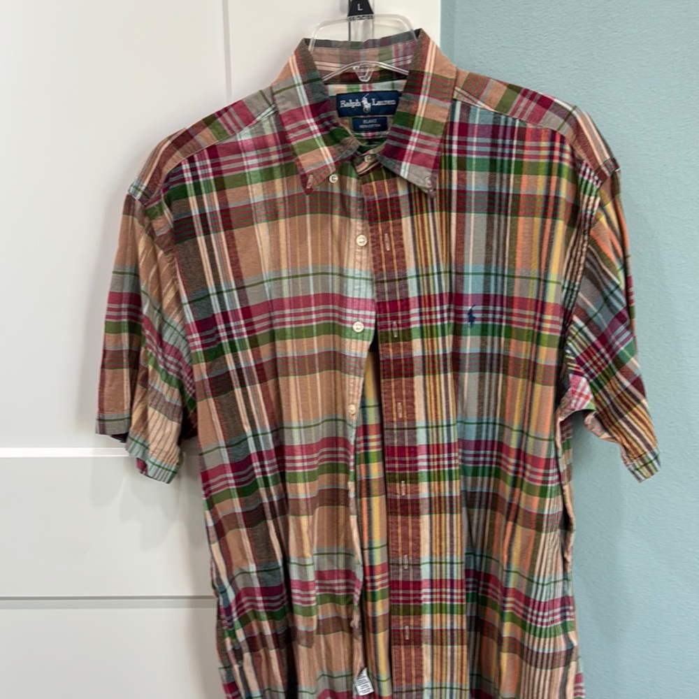 Ralph Lauren Red and Green Casual Button Down Shirt